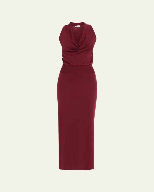 Ramona Knit Cowl-Neck Midi Dress